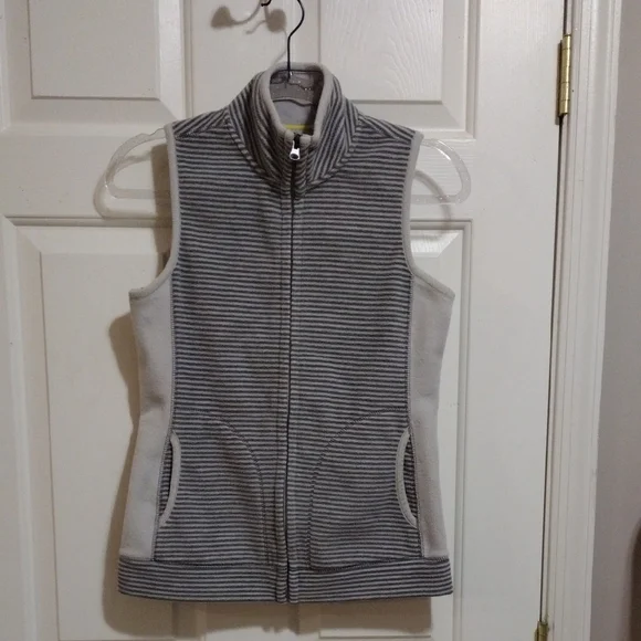 Old Navy Gray Striped Full Zip Vest Women's XS - Picture 1 of 6